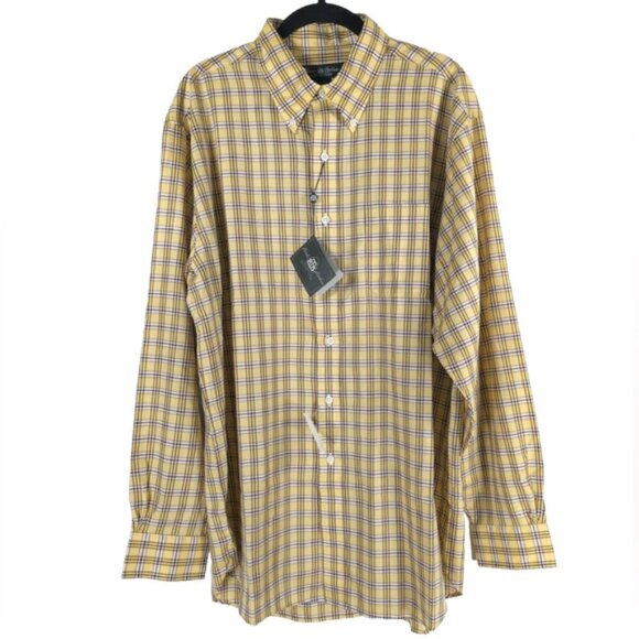 NWT BROOKS BROTHERS ALL COTTON FABRIC WOVENIN ITALY🇮🇹Button Down Shirt LARGE
